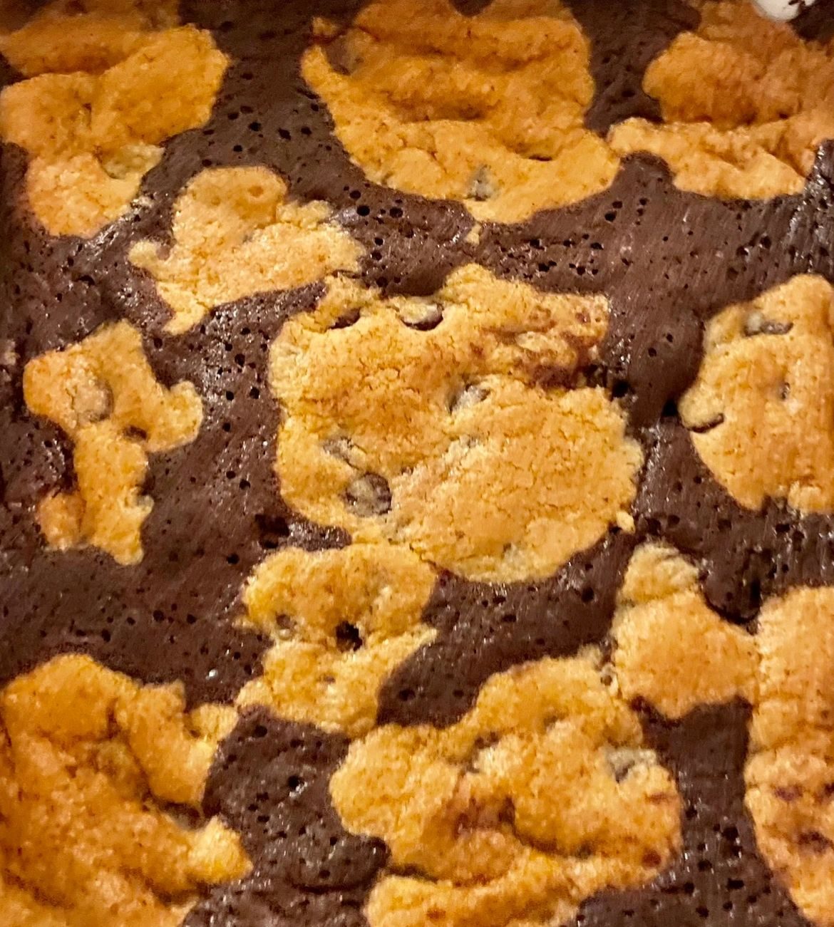 A tray of brookies seen from above