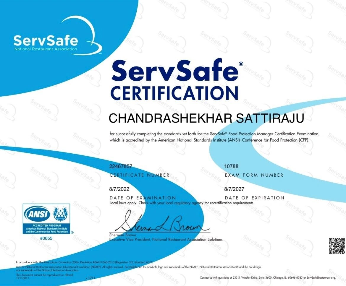 ServSafe certification certificate